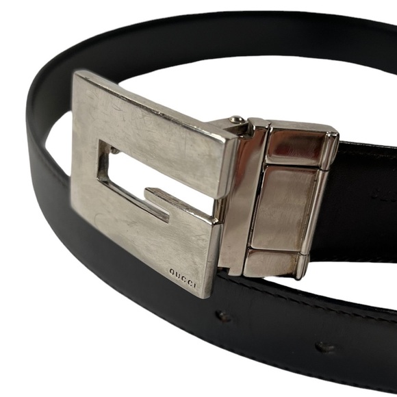 GUCCI G vintage logo leather belt - Picture 3 of 11